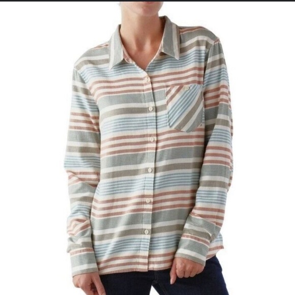 Patagonia Shirt 10 Haywood Flannel Pinyon Stripes Button Up Pocket Long Sleeve - Picture 1 of 15